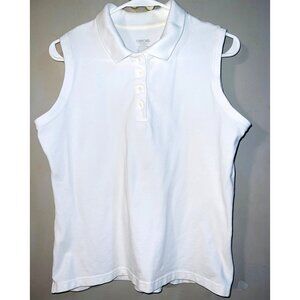 Cherokee Women's White Sleeveless Polo Shirt M 95% Cotton 5% Spandex